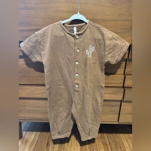 Rylee + Cru Brown Cactus Embroidered Jumpsuit